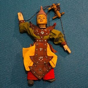 VINTAGE HANDMADE THAI BURMESE STRING HANGING PUPPET MARIONETTE 15 Inches Tall